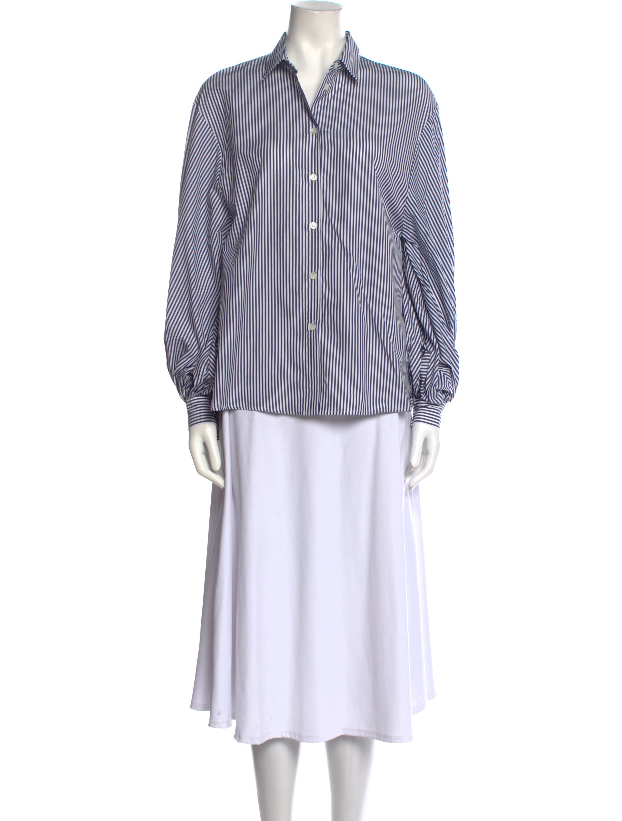 Carolina Herrera Striped Long Sleeve Button-Up Top