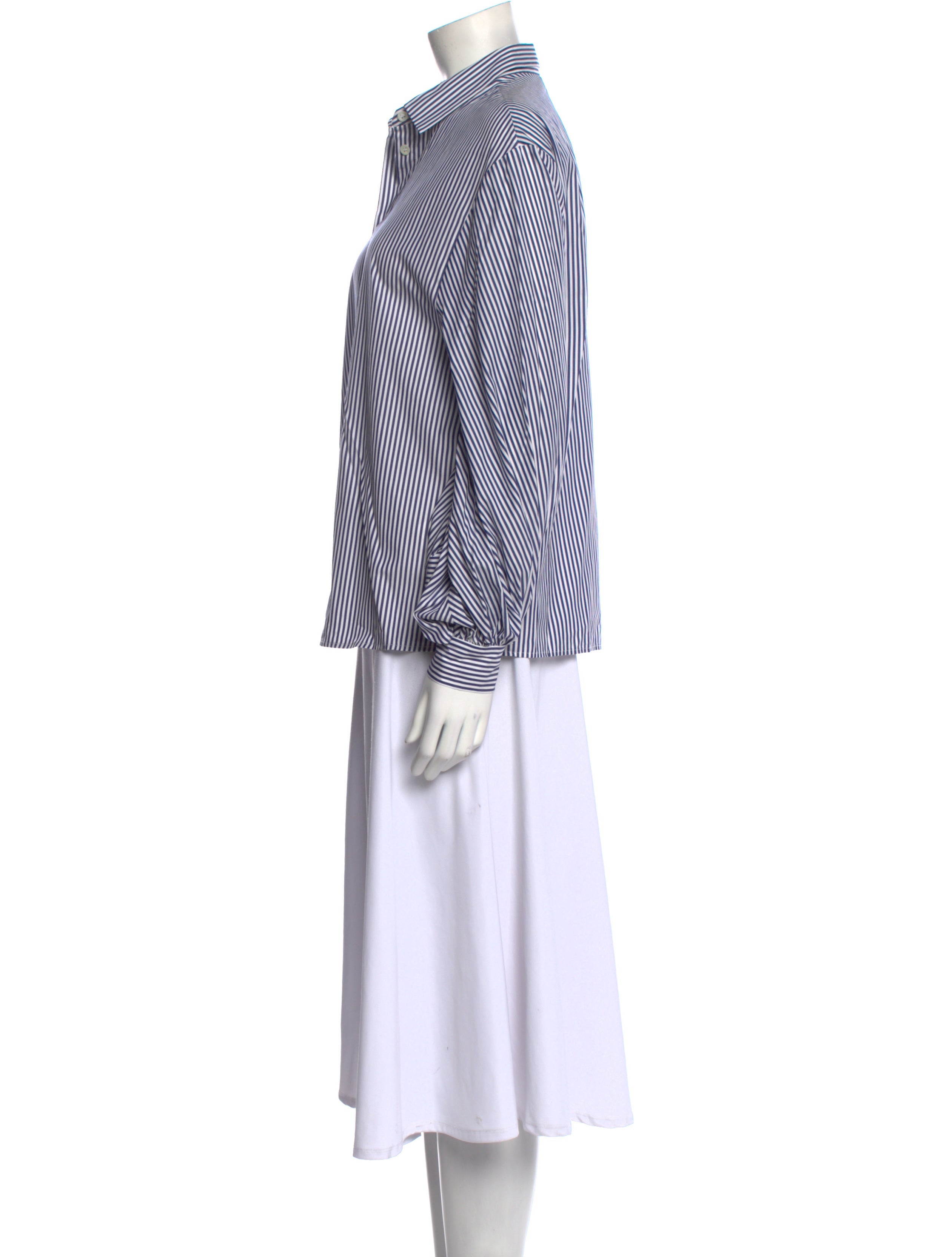 Carolina Herrera Striped Long Sleeve Button-Up Top