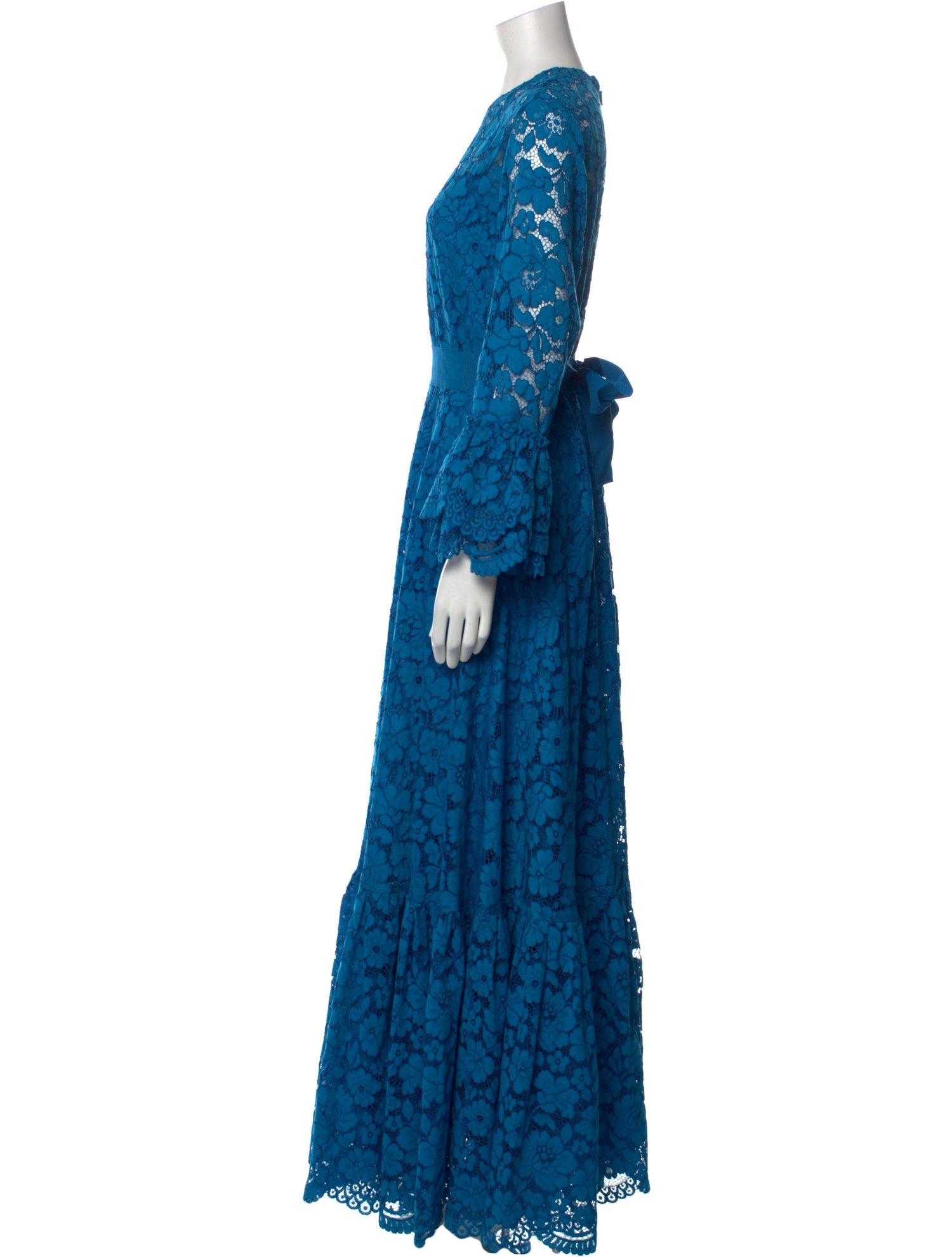 Carolina Herrera Lace Pattern Long Dress - Blue Dresses, Clothing - CAO95752