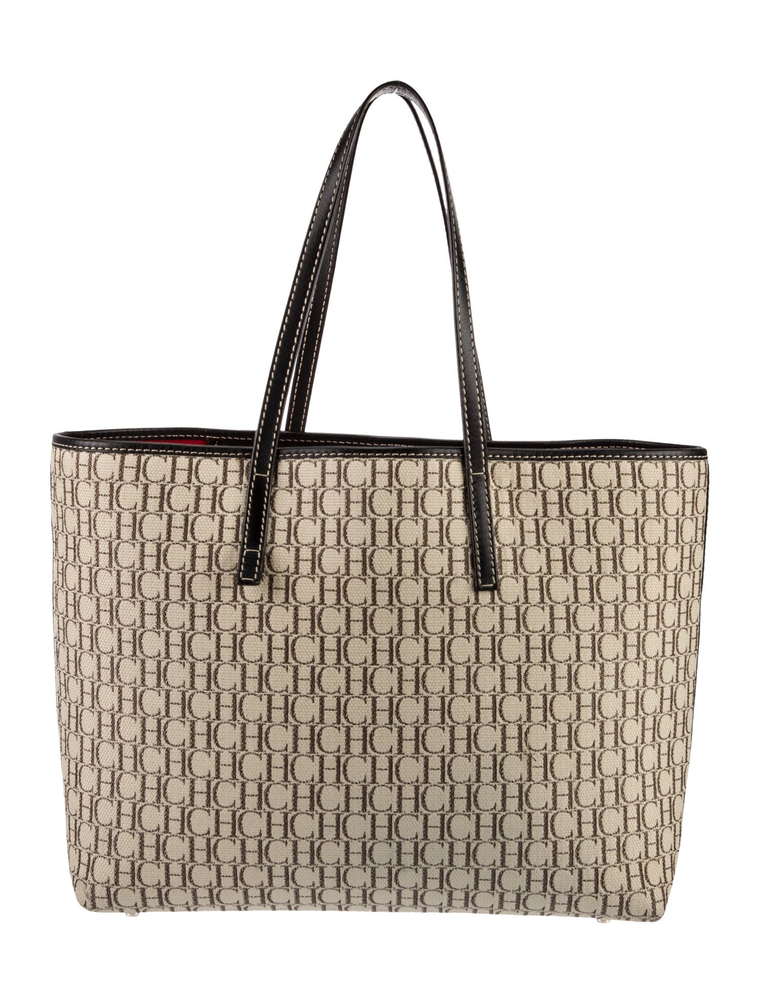 Carolina Herrera Canvas Tote Bag - Brown Totes, Handbags - CAO97592