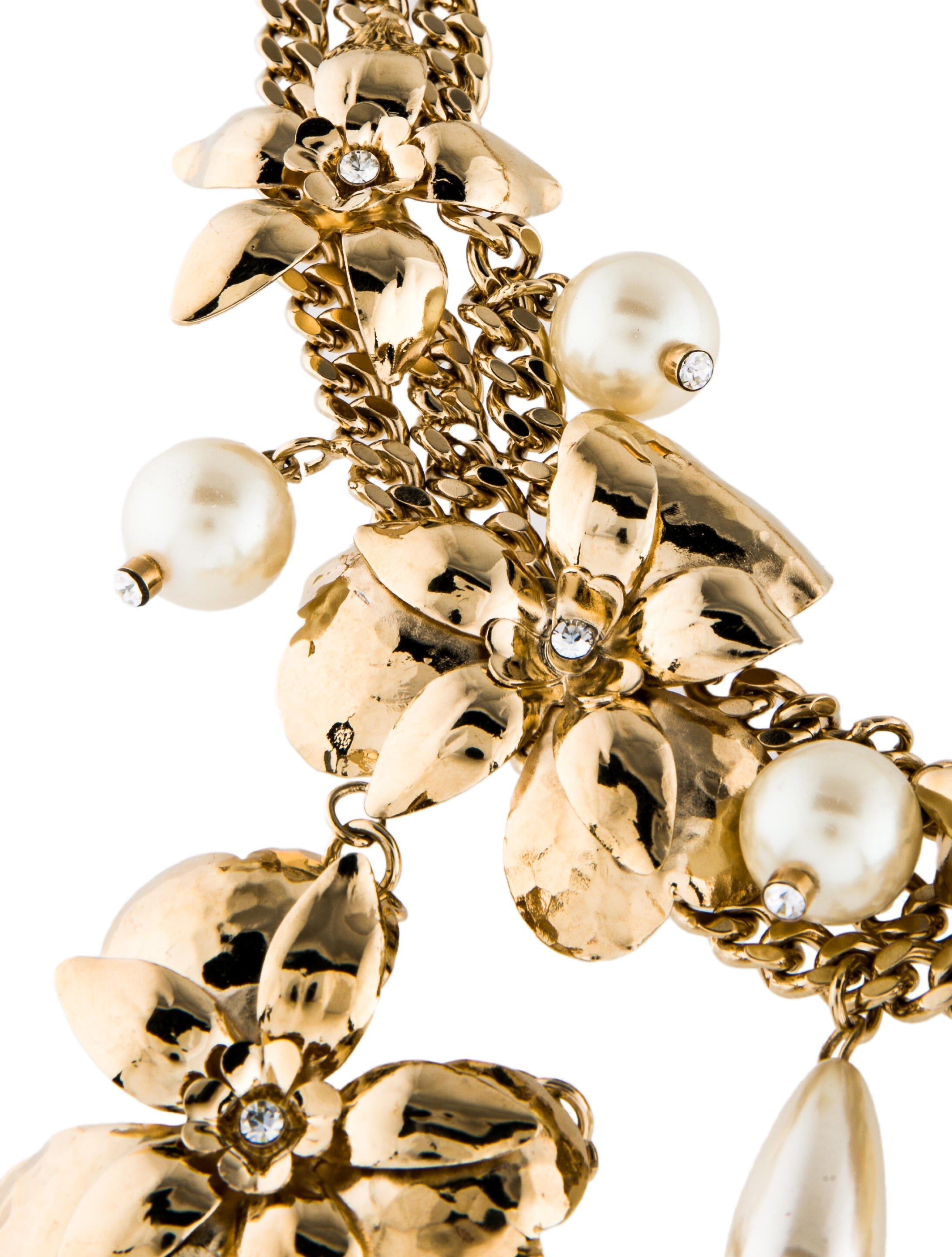 Carolina Herrera Faux Pearl & Crystal Flower Collar Necklace X