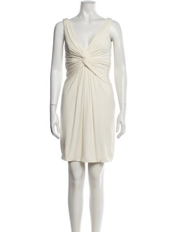 Pre-owned Carlos Miele V-neck Mini Dress In White