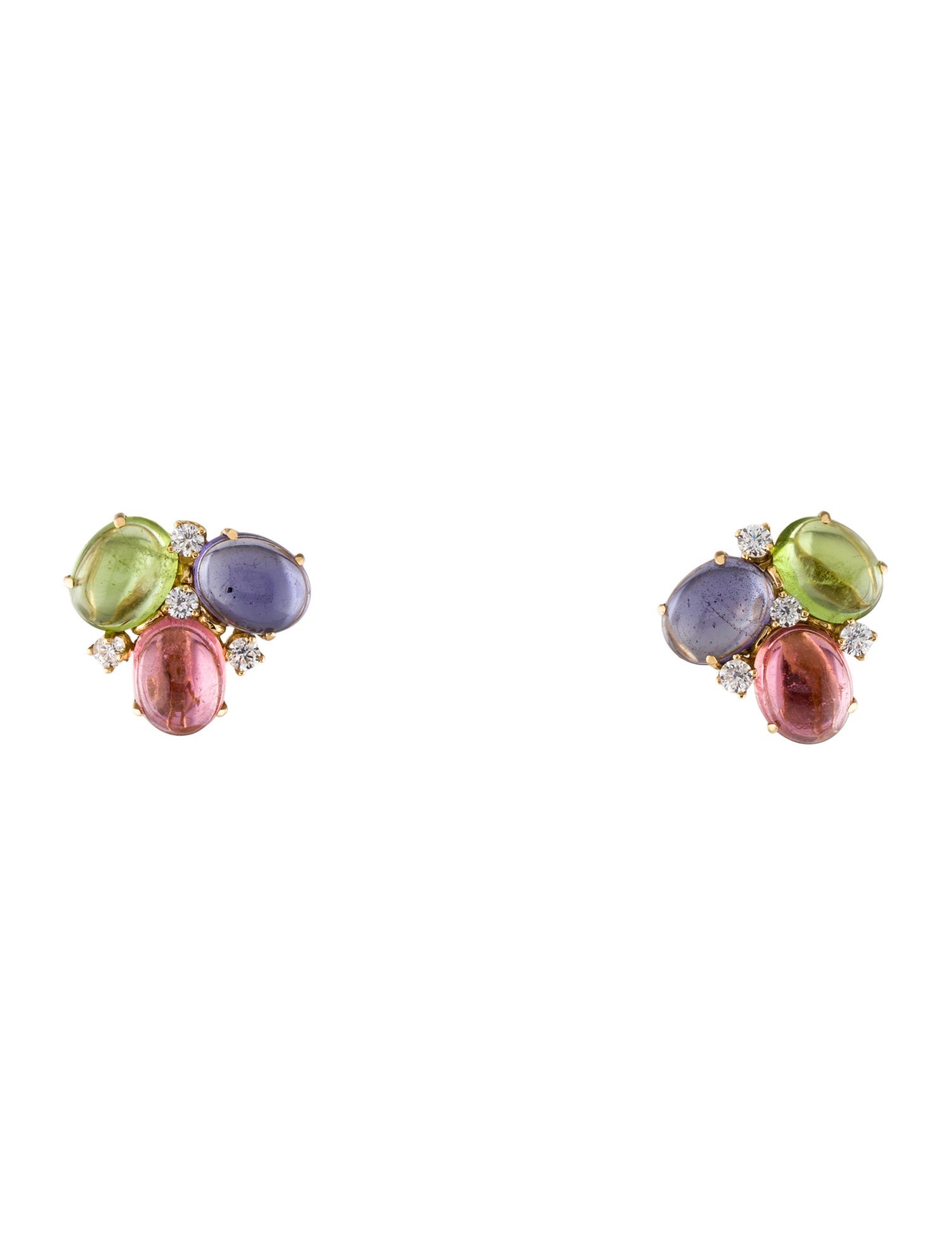 Carol Silvera 18K Multi-Gemstone & Diamond Earclip Earrings
