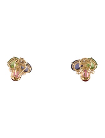 Carol Silvera 18K Multi-Gemstone & Diamond Earclip Earrings