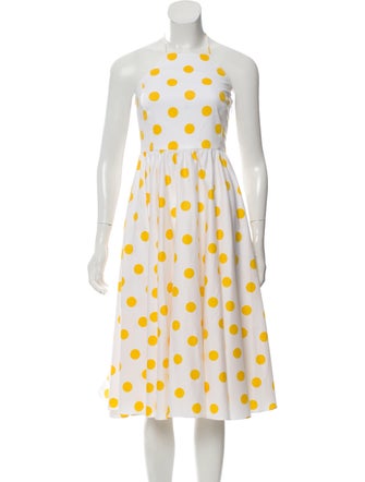 Caroline Constas Polka Dot Print Midi Dress
