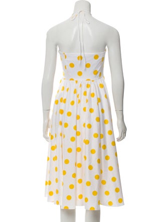 Caroline Constas Polka Dot Print Midi Dress