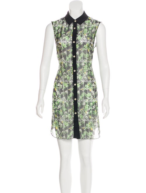 Caroline Constas Sheer Button-Up Dress Black