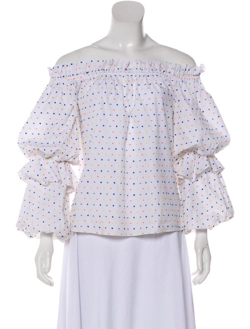 Caroline Constas Pleated Off-Shoulder Blouse White