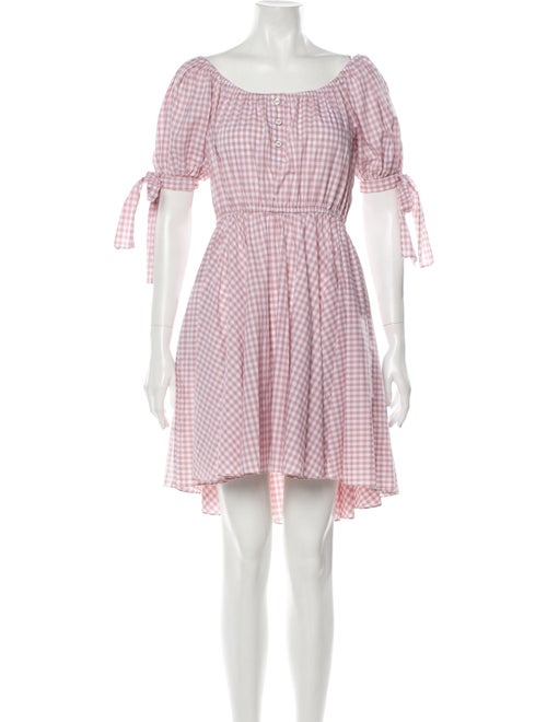 Caroline Constas Plaid Print Mini Dress Pink