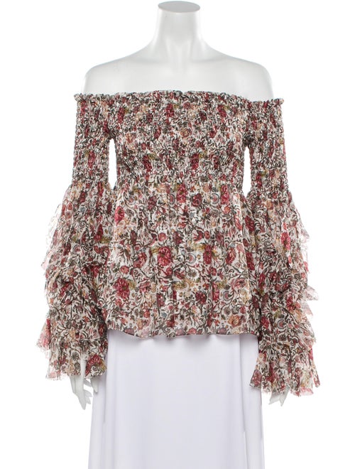 Caroline Constas Silk Floral Print Top w/ Tags Red