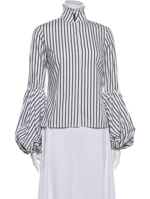 Caroline Constas Striped Turtleneck Blouse White