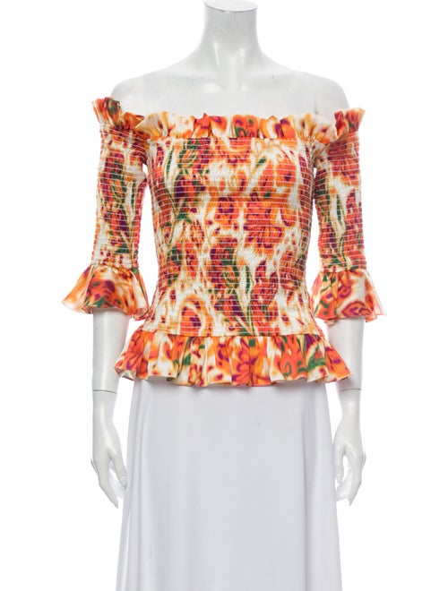 Caroline Constas Printed Off-The-Shoulder Blouse