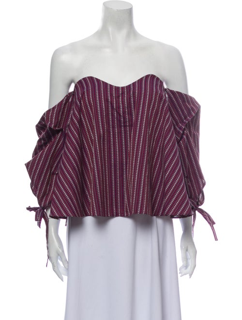 Caroline Constas Striped Off-The-Shoulder Blouse