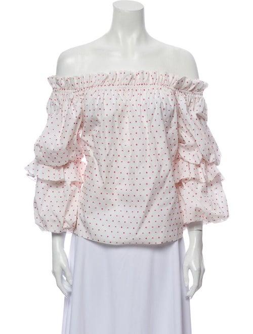 Caroline Constas Polka Dot Print Off-The-Shoulder
