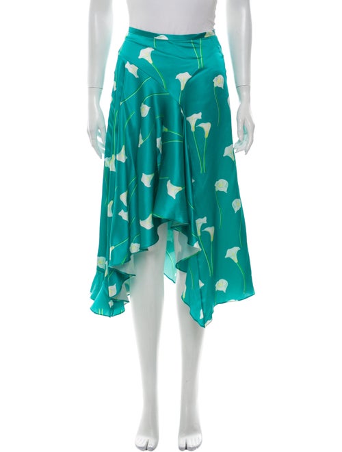 Caroline Constas Silk Midi Length Skirt Green