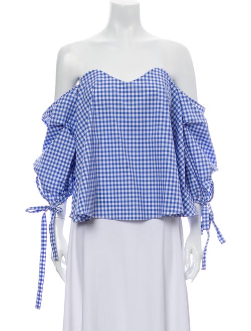 Caroline Constas Plaid Print Off-The-Shoulder Blou