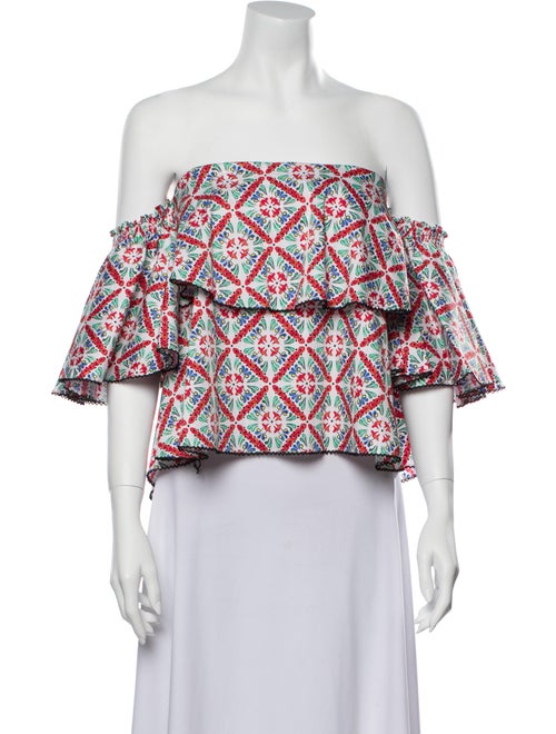Caroline Constas Floral Print Off-The-Shoulder Cro