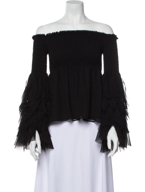 Caroline Constas Silk Off-The-Shoulder Blouse Blac