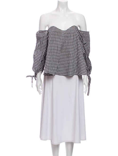 Caroline Constas Plaid Print Off-The-Shoulder Blou