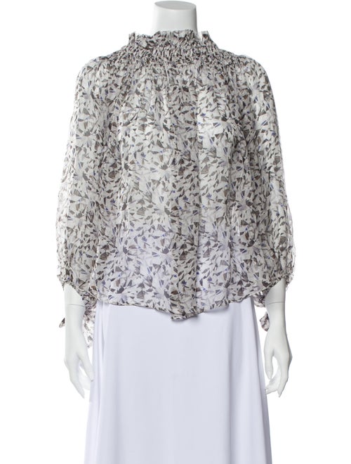 Caroline Constas Silk Printed Blouse White