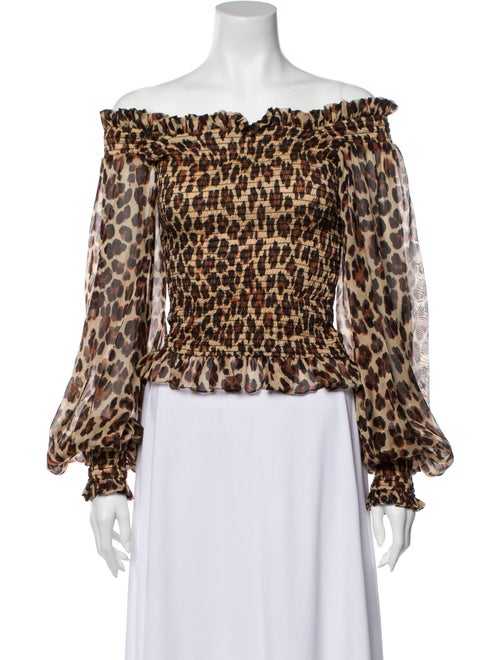 Caroline Constas Silk Animal Print Blouse