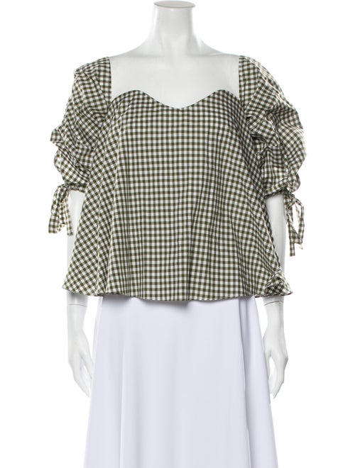 Caroline Constas Plaid Print Square Neckline Blous
