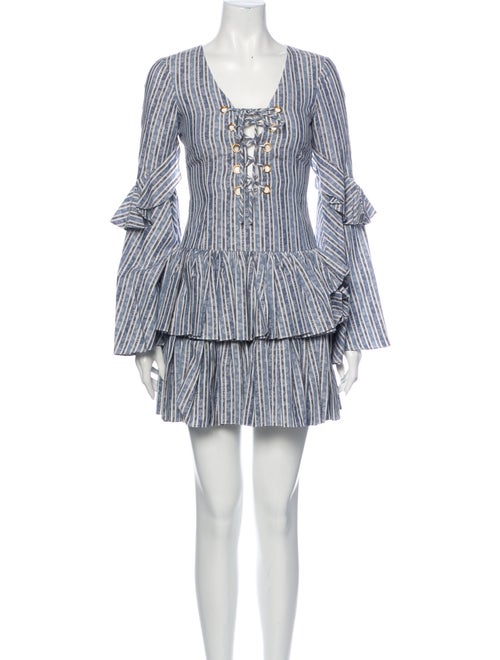 Caroline Constas Anastasia Mini Dress Blue