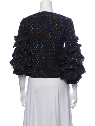Caroline Constas Polka Dot Print V-Neck Crop Top