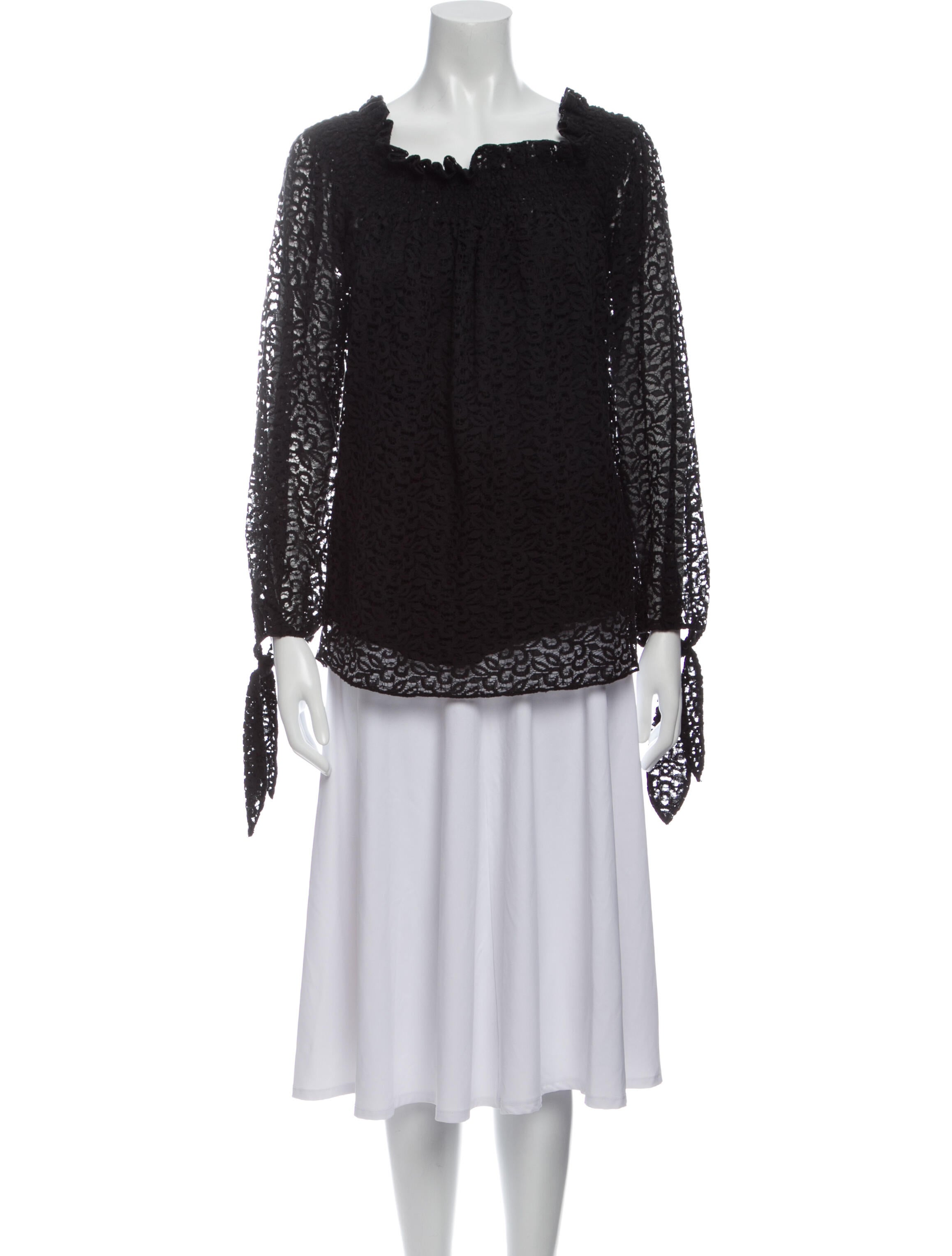 Caroline Constas Square Neckline Long Sleeve Blouse