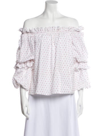 Caroline Constas Tops Printed Off-The-Shoulder Blouse Petite