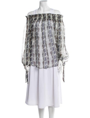 Caroline Constas Tops Silk Animal Print Blouse S