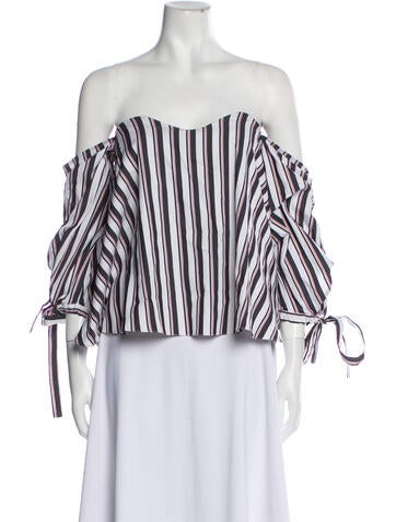Caroline Constas Tops Striped Off-The-Shoulder Blouse XS