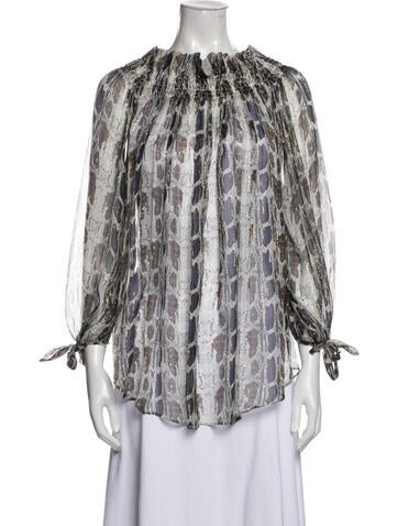 Caroline Constas Tops Silk Printed Blouse Petite