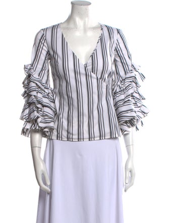 Caroline Constas Striped V-Neck Blouse