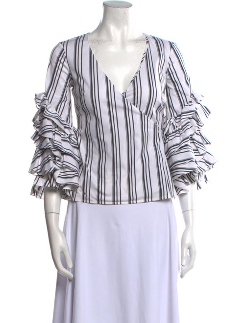 Caroline Constas Striped V-Neck Blouse