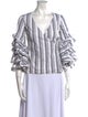 Caroline Constas Striped V-Neck Blouse