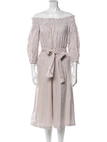 Caroline Constas Jumpsuits and Rompers Striped Off-The-Shoulder Jumpsuit XS