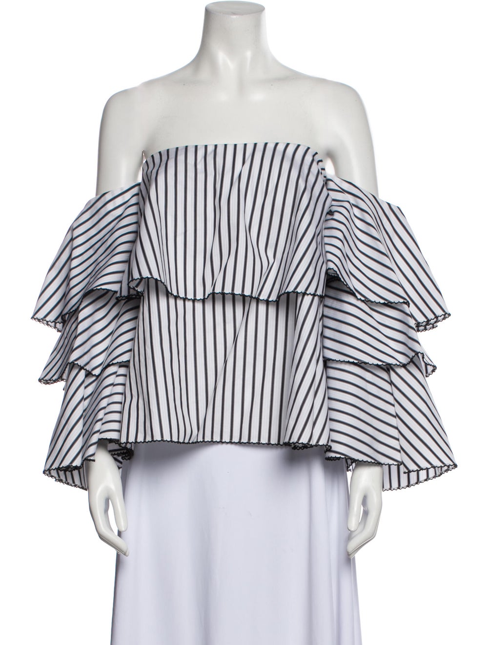 Caroline Constas Striped Off-The-Shoulder Blouse - image 1