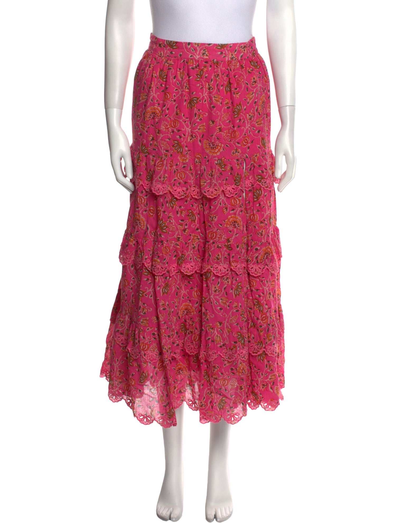 Caroline Constas Floral Print Midi Length Skirt