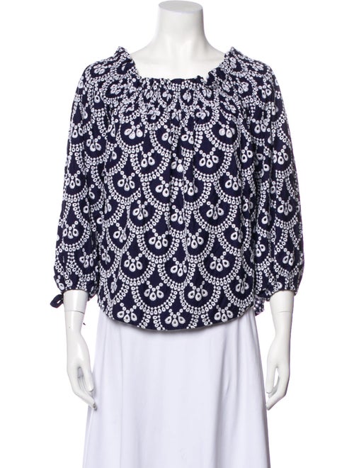 Caroline Constas Printed Bateau Neckline Blouse