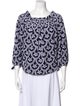Caroline Constas Printed Bateau Neckline Blouse