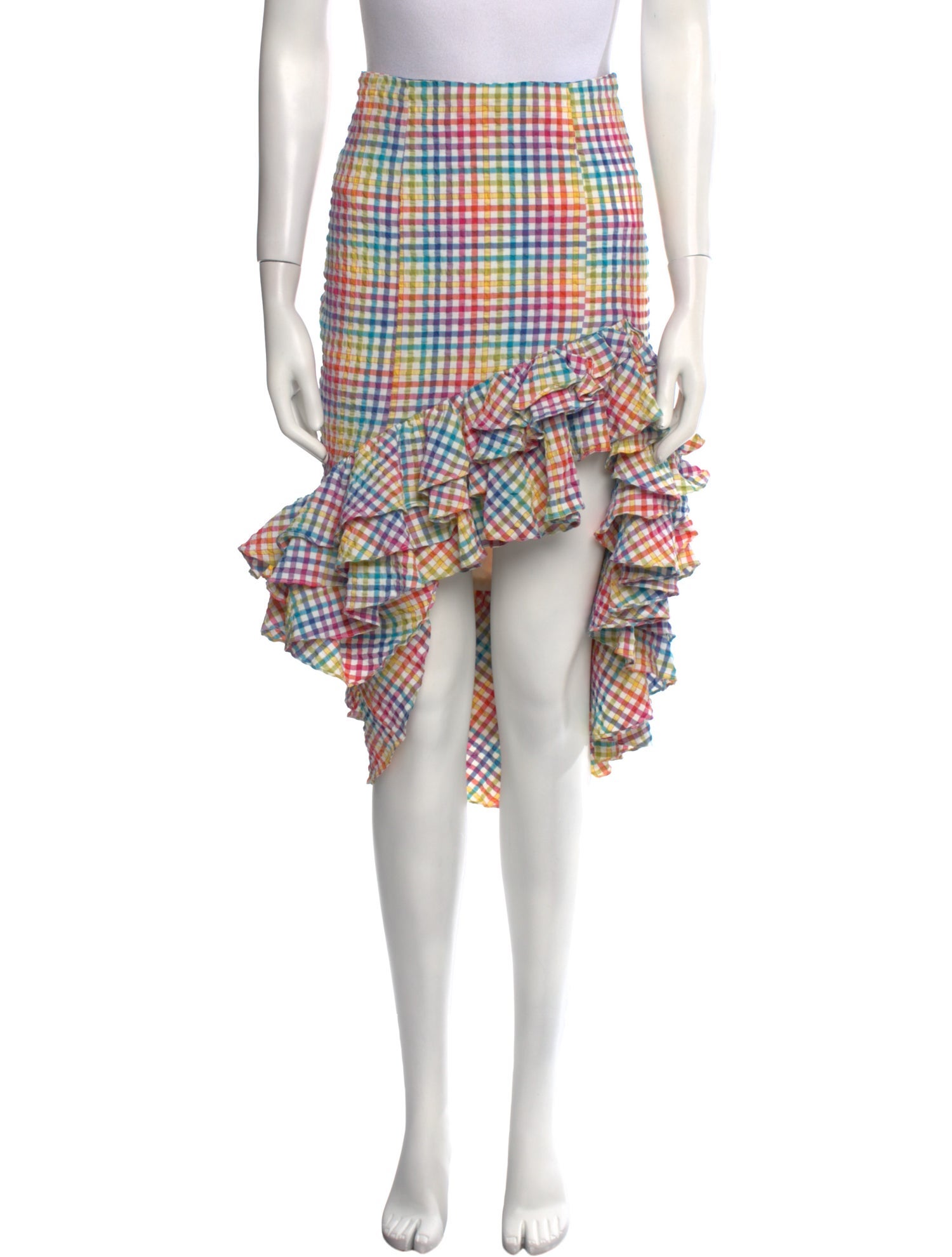 Caroline Constas Plaid Print Midi Length Skirt