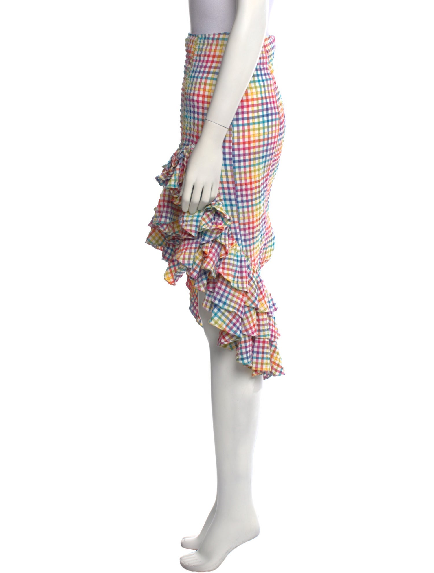 Caroline Constas Plaid Print Midi Length Skirt