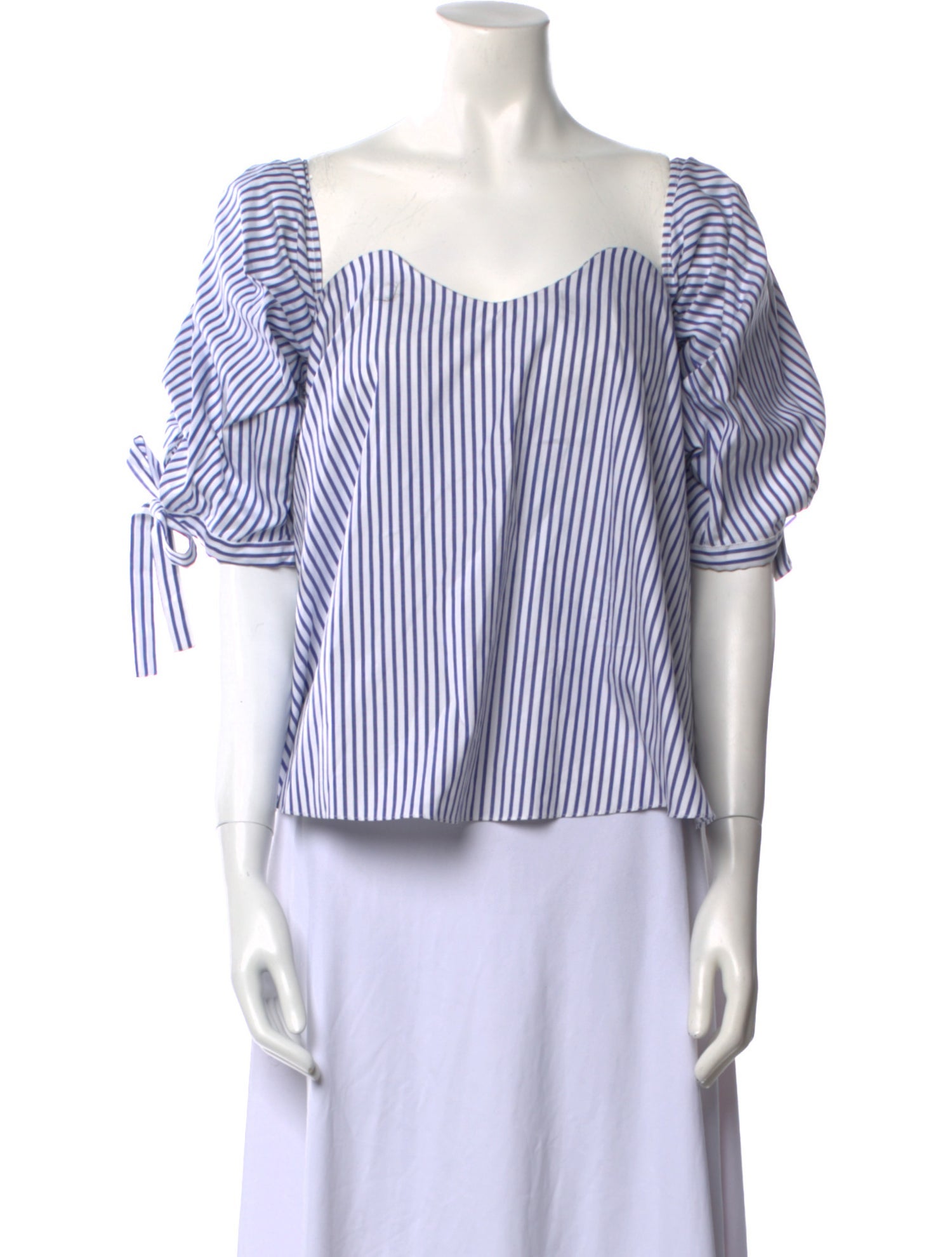 Caroline Constas Striped Off-The-Shoulder Crop Top w/ Tags