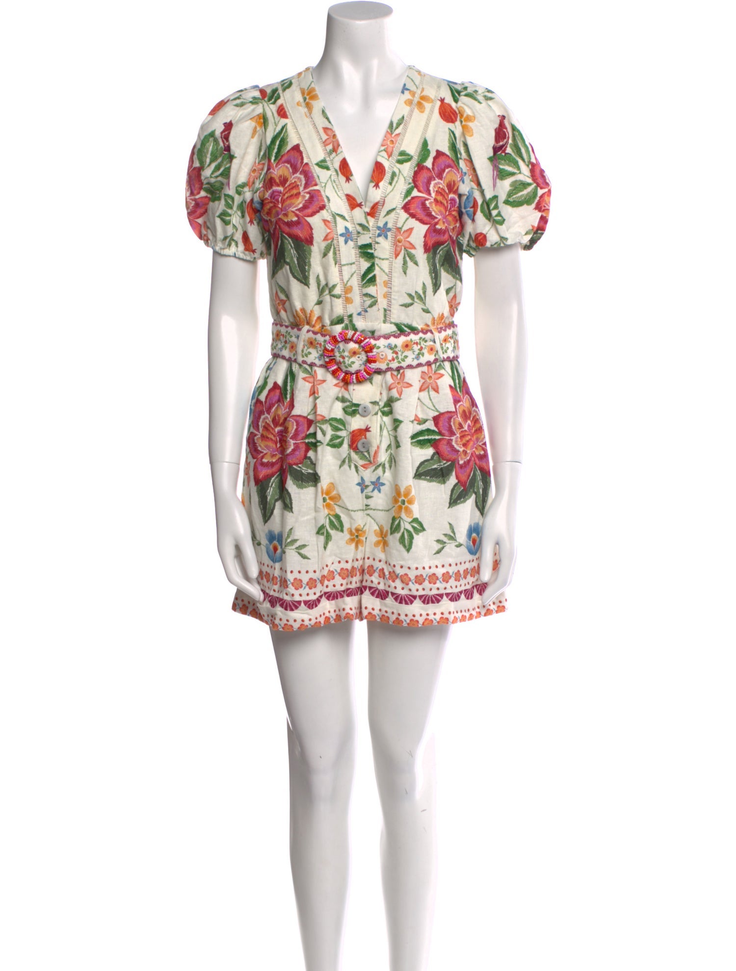 Caroline Constas Printed V-Neck Romper w/ Tags