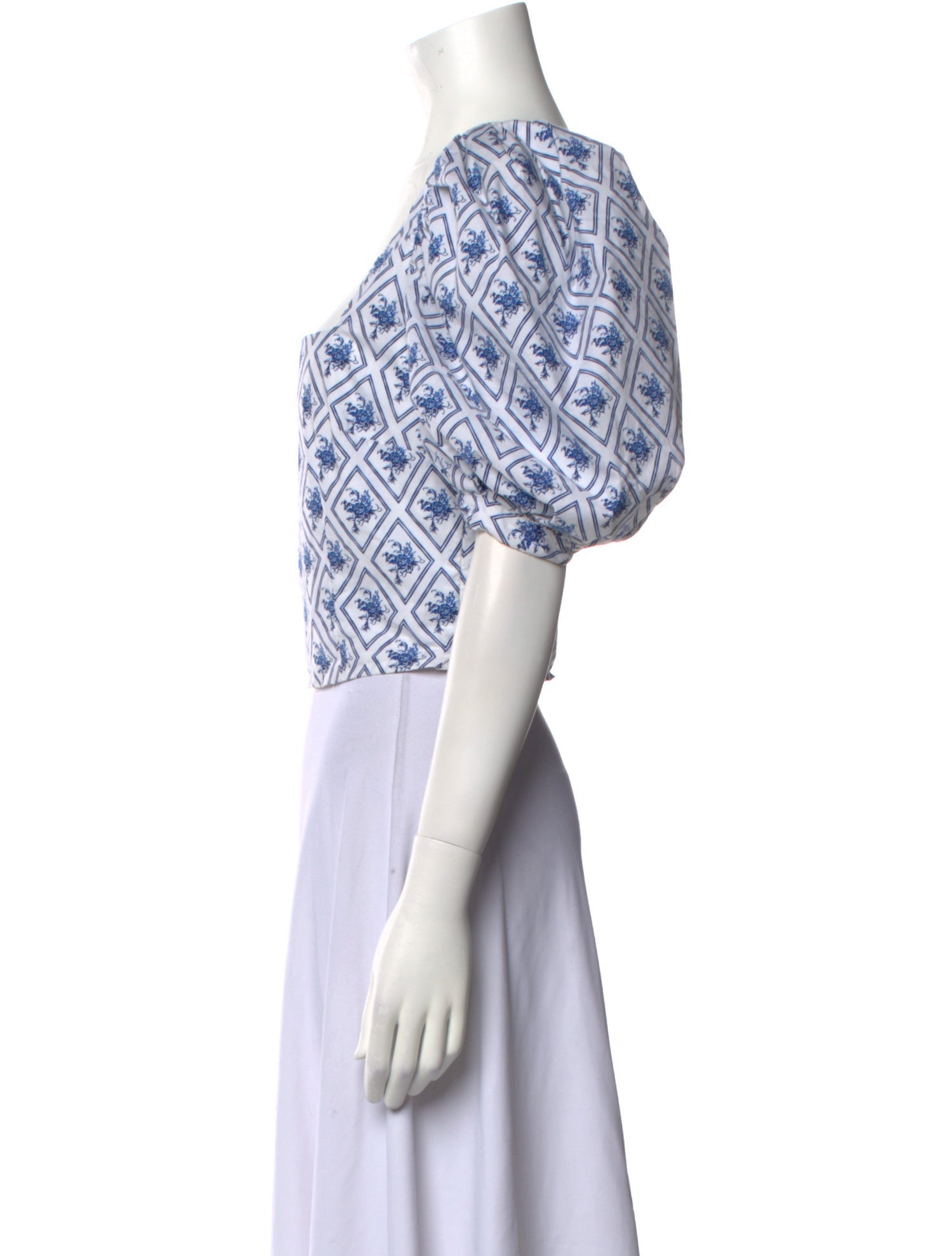 Caroline Constas Printed Square Neckline Crop Top