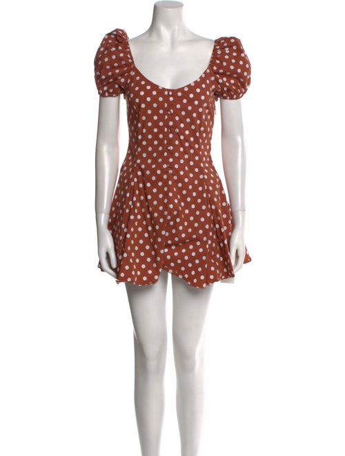 Caroline Constas Polka Dot Print Scoop Neck Romper