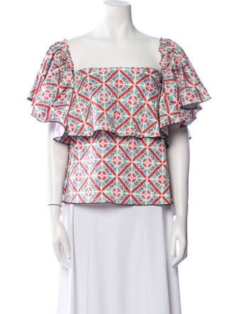 Caroline Constas Printed Square Neckline Blouse
