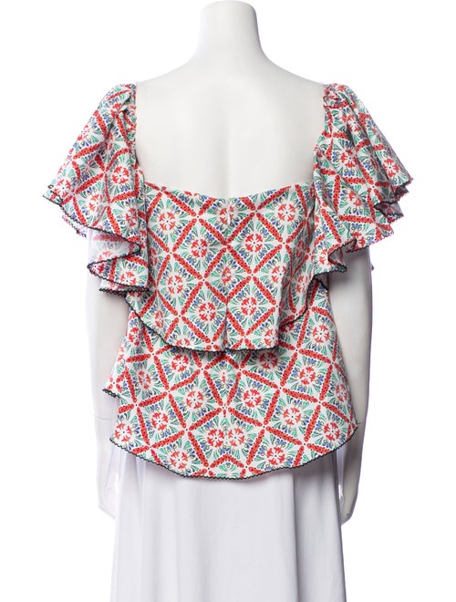 Caroline Constas Printed Square Neckline Blouse