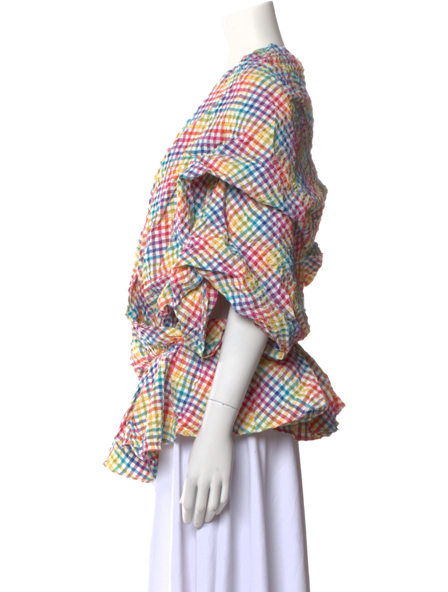 Caroline Constas Plaid Print V-Neck Blouse